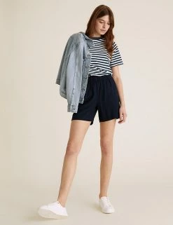 Discount ⭐ M&S Collection T-shirts Pure Cotton Striped Straight Fit T-Shirt 🌟 -Women's Holiday Shop Sales SD 01 T41 8763 F4 X EC 8