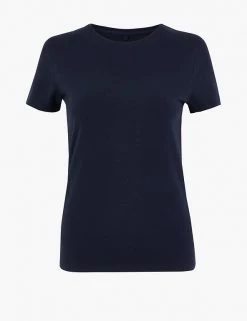 Flash Sale 😀 M&S Collection T-shirts Cotton Rich Fitted T-Shirt 🔥 -Women's Holiday Shop Sales SD 01 T41 8986 F0 X EC 90