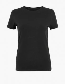 Flash Sale 😀 M&S Collection T-shirts Cotton Rich Fitted T-Shirt 🔥 -Women's Holiday Shop Sales SD 01 T41 8986 Y0 X EC 90