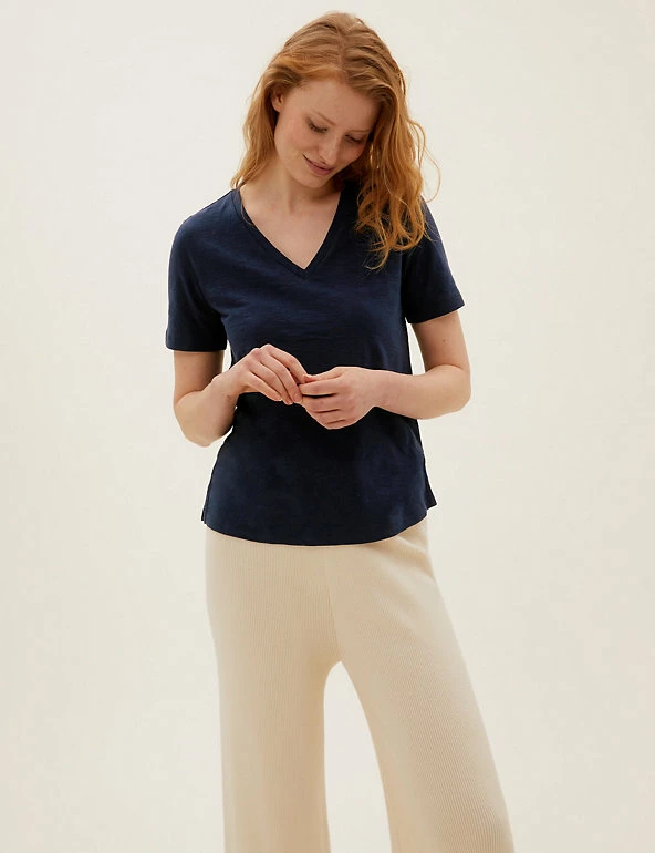 Brand new ⭐ M&S Collection T-shirts Pure Cotton V-Neck Straight Fit T-Shirt ⌛ 1 Brand new ⭐ M&S Collection T-shirts Pure Cotton V-Neck Straight Fit T-Shirt ⌛