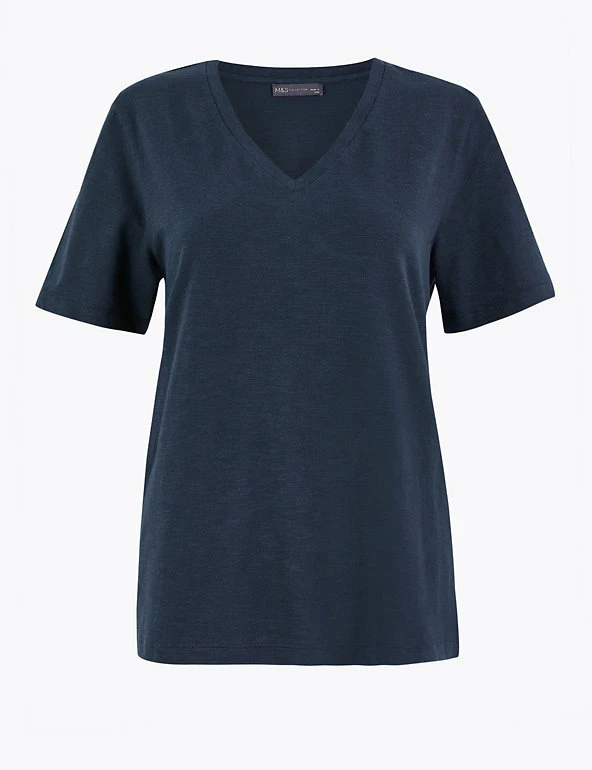 Brand new ⭐ M&S Collection T-shirts Pure Cotton V-Neck Straight Fit T-Shirt ⌛ 2 Brand new ⭐ M&S Collection T-shirts Pure Cotton V-Neck Straight Fit T-Shirt ⌛ - Image 2