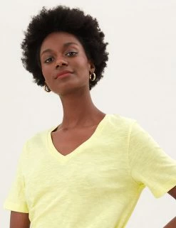 Brand new ⭐ M&S Collection T-shirts Pure Cotton V-Neck Straight Fit T-Shirt ⌛ 28 Brand new ⭐ M&S Collection T-shirts Pure Cotton V-Neck Straight Fit T-Shirt ⌛ -Women's Holiday Shop Sales SD 01 T41 8994 U4 X EC 2