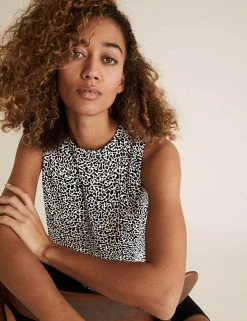 Best reviews of 👏 M&S Collection Women Animal Print Relaxed Sleeveless Tank Top 🥰 -Women's Holiday Shop Sales SD 01 T41 9499 Y4 X EC 1