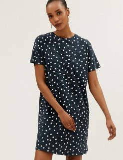 Discount 🥰 M&S Collection 👗 Dresses Pure Cotton Polka Dot Mini T-Shirt 👗 Dress 😀 8 Discount 🥰 M&S Collection 👗 Dresses Pure Cotton Polka Dot Mini T-Shirt 👗 Dress 😀 -Women's Holiday Shop Sales SD 01 T42 4684 F0 X EC 1