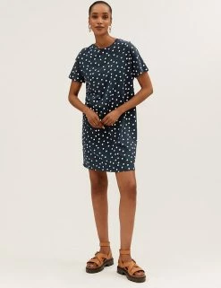 Discount 🥰 M&S Collection 👗 Dresses Pure Cotton Polka Dot Mini T-Shirt 👗 Dress 😀 11 Discount 🥰 M&S Collection 👗 Dresses Pure Cotton Polka Dot Mini T-Shirt 👗 Dress 😀 -Women's Holiday Shop Sales SD 01 T42 4684 F0 X EC 4