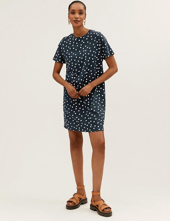 Discount 🥰 M&S Collection 👗 Dresses Pure Cotton Polka Dot Mini T-Shirt 👗 Dress 😀 6 Discount 🥰 M&S Collection 👗 Dresses Pure Cotton Polka Dot Mini T-Shirt 👗 Dress 😀 - Image 6