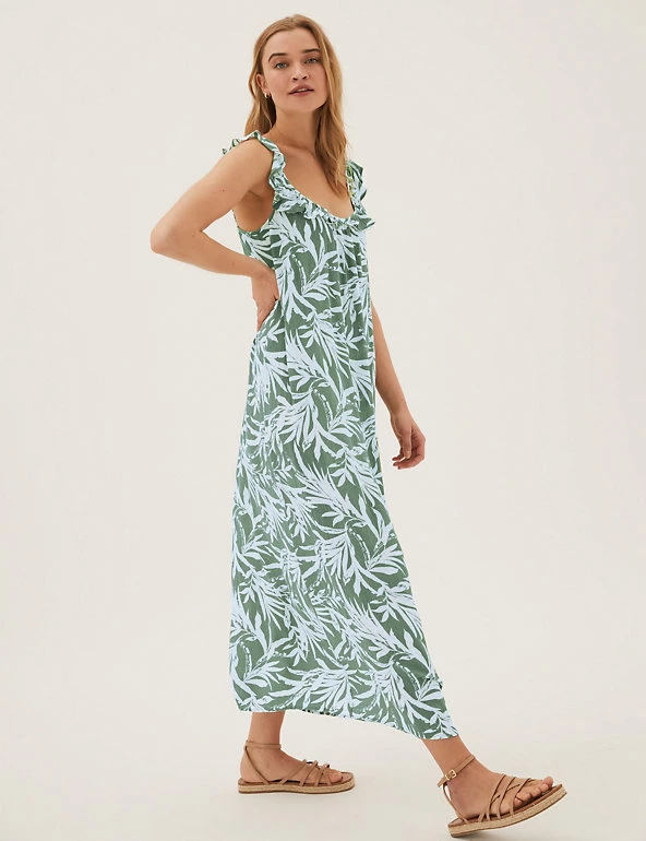 Hot Sale ๐ฅฐ M&S Collection ๐ Dresses Printed Ruffle V-Neck Midi Slip ๐ Dress ๐ 4 Hot Sale ๐ฅฐ M&S Collection ๐ Dresses Printed Ruffle V-Neck Midi Slip ๐ Dress ๐ - Image 4