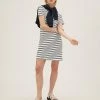 Best Sale ✨ M&S Collection 👗 Dresses Pure Cotton Striped T-Shirt 👗 Dress 🎉