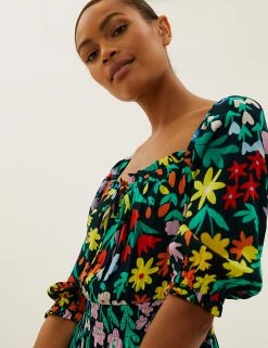 Outlet 🎁 M&S Collection 👗 Dresses Floral Tie Neck Midi Waisted 👗 Dress 🎁 7 Outlet 🎁 M&S Collection 👗 Dresses Floral Tie Neck Midi Waisted 👗 Dress 🎁 -Women's Holiday Shop Sales SD 01 T42 7416 ZZ X EC 1