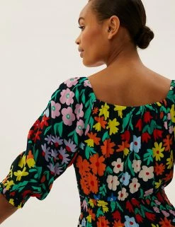 Outlet 🎁 M&S Collection 👗 Dresses Floral Tie Neck Midi Waisted 👗 Dress 🎁 8 Outlet 🎁 M&S Collection 👗 Dresses Floral Tie Neck Midi Waisted 👗 Dress 🎁 -Women's Holiday Shop Sales SD 01 T42 7416 ZZ X EC 2