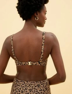 Outlet 🔔 M&S Collection Tops Animal Print Plunge 👙 Bikini Top ✨ -Women's Holiday Shop Sales SD 01 T52 3666B N4 X EC 2