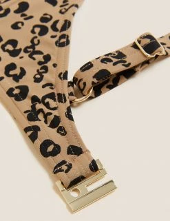 Outlet 🔔 M&S Collection Tops Animal Print Plunge 👙 Bikini Top ✨ -Women's Holiday Shop Sales SD 01 T52 3666B N4 X EC 6