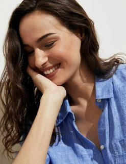 Coupon 🎁 M&S Collection 👚 Shirts & Blouses Pure Linen Oversized 👚 Shirt 🥰 -Women's Holiday Shop Sales SD 01 T52 3864 SA X EC 2