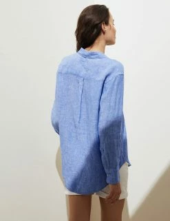 Coupon 🎁 M&S Collection 👚 Shirts & Blouses Pure Linen Oversized 👚 Shirt 🥰 -Women's Holiday Shop Sales SD 01 T52 3864 SA X EC 3