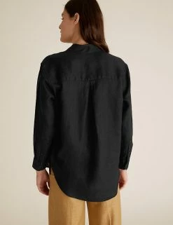 Coupon 🎁 M&S Collection 👚 Shirts & Blouses Pure Linen Oversized 👚 Shirt 🥰 -Women's Holiday Shop Sales SD 01 T52 3864 Y0 X EC 3