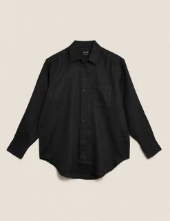Coupon 🎁 M&S Collection 👚 Shirts & Blouses Pure Linen Oversized 👚 Shirt 🥰 -Women's Holiday Shop Sales SD 01 T52 3864 Y0 X EC 90