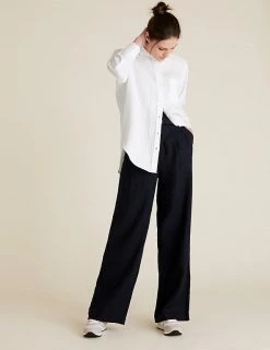 Coupon 🎁 M&S Collection 👚 Shirts & Blouses Pure Linen Oversized 👚 Shirt 🥰 -Women's Holiday Shop Sales SD 01 T52 3864 Z0 X EC 1