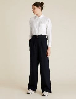 Coupon 🎁 M&S Collection 👚 Shirts & Blouses Pure Linen Oversized 👚 Shirt 🥰 -Women's Holiday Shop Sales SD 01 T52 3864 Z0 X EC 4