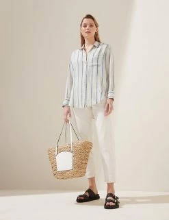 Discount 🤩 M&S Collection 👕 Shirts & Blouses Pure Linen Oversized 👕 Shirt 🔥 -Women's Holiday Shop Sales SD 01 T52 3865R YQ X EC 2