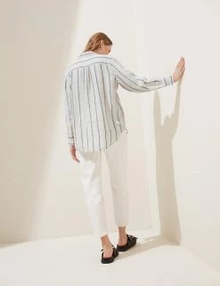 Discount 🤩 M&S Collection 👕 Shirts & Blouses Pure Linen Oversized 👕 Shirt 🔥 -Women's Holiday Shop Sales SD 01 T52 3865R YQ X EC 3