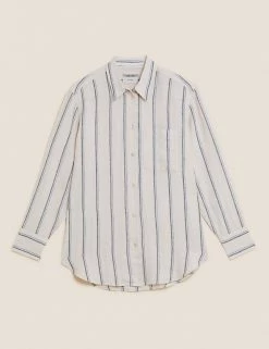 Discount 🤩 M&S Collection 👕 Shirts & Blouses Pure Linen Oversized 👕 Shirt 🔥 -Women's Holiday Shop Sales SD 01 T52 3865R YQ X EC 90