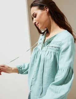Deals ๐งจ M&S Collection ๐ Shirts & Blouses Pure Linen Tie Neck 3/4 Sleeve Blouse โ 12 Deals ๐งจ M&S Collection ๐ Shirts & Blouses Pure Linen Tie Neck 3/4 Sleeve Blouse โ -Women's Holiday Shop Sales SD 01 T52 3933 PA X EC 1