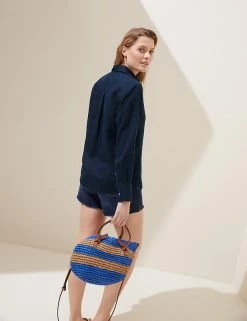 Deals 🔥 M&S Collection 👚 Shirts & Blouses Pure Linen Long Sleeve 👚 Shirt 🛒 -Women's Holiday Shop Sales SD 01 T52 3961 F0 X EC 3