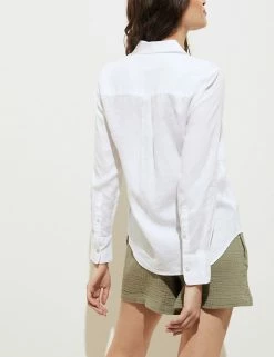 Deals 🔥 M&S Collection 👚 Shirts & Blouses Pure Linen Long Sleeve 👚 Shirt 🛒 -Women's Holiday Shop Sales SD 01 T52 3961 Z0 X EC 2