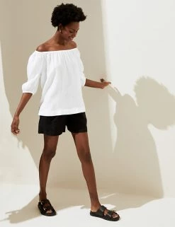 Top 10 😉 M&S Collection 👚 Shirts & Blouses Pure Linen Puff Sleeve Blouse 🔥