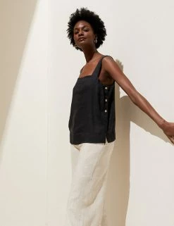 Buy 😀 M&S Collection Tops Pure Linen Square Neck Cami Top 🎉 18 Buy 😀 M&S Collection Tops Pure Linen Square Neck Cami Top 🎉 -Women's Holiday Shop Sales SD 01 T52 3981 Y0 X EC 2