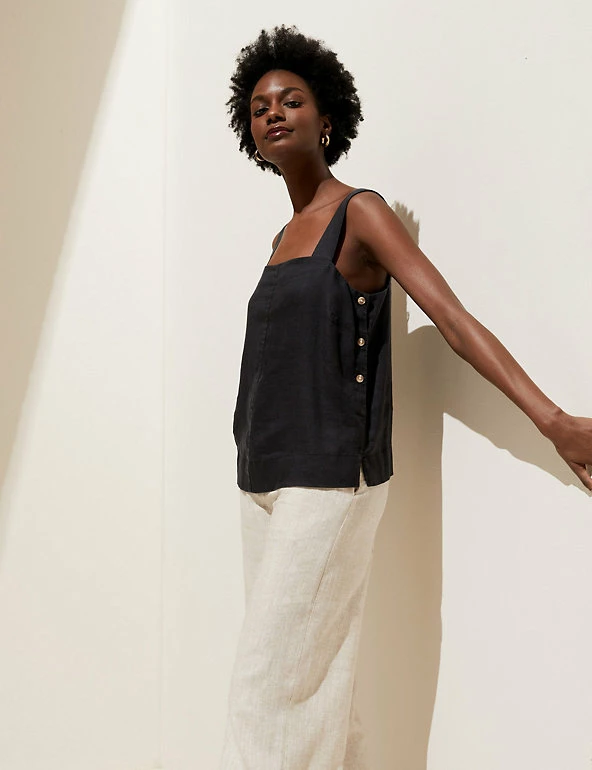 Buy 😀 M&S Collection Tops Pure Linen Square Neck Cami Top 🎉 9 Buy 😀 M&S Collection Tops Pure Linen Square Neck Cami Top 🎉 - Image 9