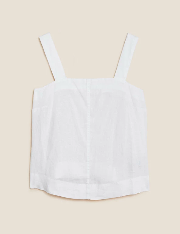 Buy 😀 M&S Collection Tops Pure Linen Square Neck Cami Top 🎉 2 Buy 😀 M&S Collection Tops Pure Linen Square Neck Cami Top 🎉 - Image 2
