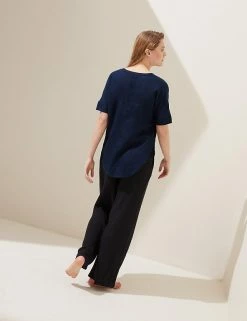 Cheap 🧨 M&S Collection 👚 Shirts & Blouses Pure Linen Short Sleeve Popover Blouse 🔥 -Women's Holiday Shop Sales SD 01 T52 3990 F0 X EC 2