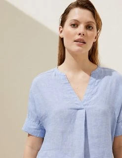 Coupon 🥰 M&S Collection 👚 Shirts & Blouses Pure Linen Short Sleeve Popover Blouse 💯 7 Coupon 🥰 M&S Collection 👚 Shirts & Blouses Pure Linen Short Sleeve Popover Blouse 💯 -Women's Holiday Shop Sales SD 01 T52 3994 SA X EC 1