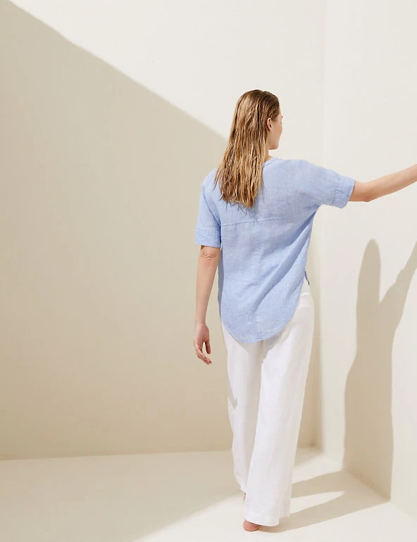 Coupon 🥰 M&S Collection 👚 Shirts & Blouses Pure Linen Short Sleeve Popover Blouse 💯 4 Coupon 🥰 M&S Collection 👚 Shirts & Blouses Pure Linen Short Sleeve Popover Blouse 💯 - Image 4