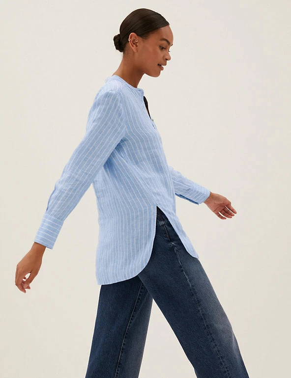 Wholesale 🎁 M&S Collection 👚 Shirts & Blouses Pure Linen Longline Popover Blouse 😀 3 Wholesale 🎁 M&S Collection 👚 Shirts & Blouses Pure Linen Longline Popover Blouse 😀 - Image 3