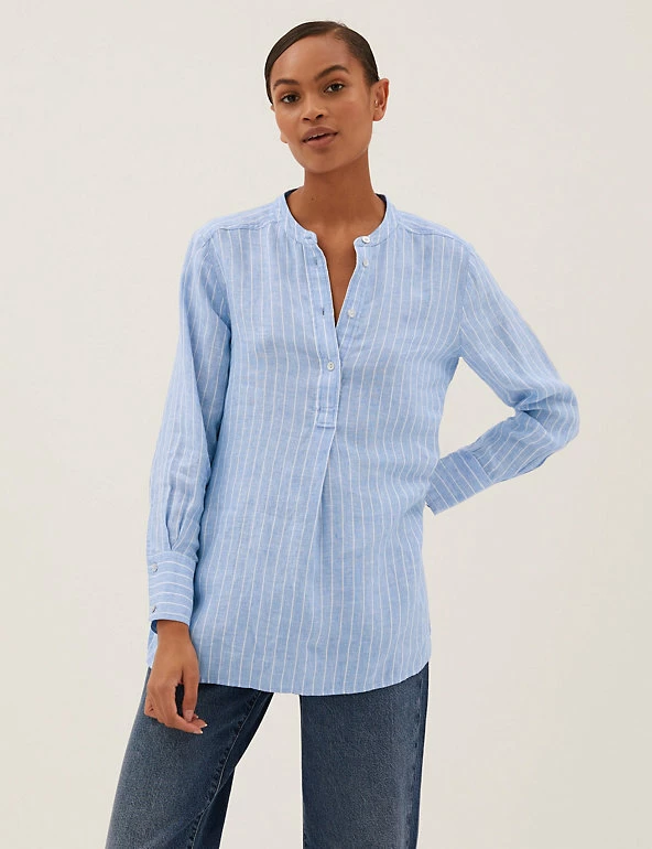 Wholesale 🎁 M&S Collection 👚 Shirts & Blouses Pure Linen Longline Popover Blouse 😀 4 Wholesale 🎁 M&S Collection 👚 Shirts & Blouses Pure Linen Longline Popover Blouse 😀 - Image 4