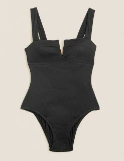 Buy 🔔 M&S Collection 🩱 Swimsuits Tummy Control Padded Plunge 🩱 Swimsuit 😉