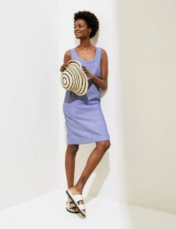 Best Sale ⌛ M&S Collection 👗 Dresses Linen Rich Sleeveless Shift 👗 Dress ⌛ -Women's Holiday Shop Sales SD 01 T52 6101A SA X EC 0