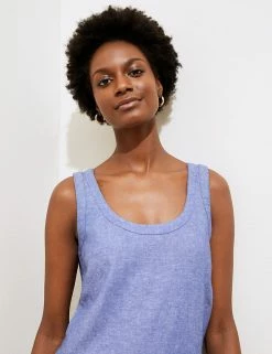 Best Sale ⌛ M&S Collection 👗 Dresses Linen Rich Sleeveless Shift 👗 Dress ⌛ -Women's Holiday Shop Sales SD 01 T52 6101A SA X EC 1