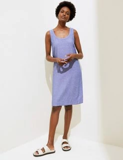 Best Sale ⌛ M&S Collection 👗 Dresses Linen Rich Sleeveless Shift 👗 Dress ⌛ -Women's Holiday Shop Sales SD 01 T52 6101A SA X EC 2