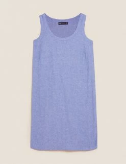 Best Sale ⌛ M&S Collection 👗 Dresses Linen Rich Sleeveless Shift 👗 Dress ⌛ -Women's Holiday Shop Sales SD 01 T52 6101A SA X EC 90