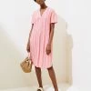 Deals 🤩 M&S Collection 👗 Dresses Linen Rich Striped V-Neck Shift 👗 Dress 🔔