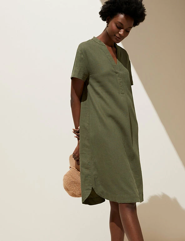 Best Sale 🌟 M&S Collection 👗 Dresses Linen Rich V-Neck Short Sleeve Shift 👗 Dress ⌛ 11 Best Sale 🌟 M&S Collection 👗 Dresses Linen Rich V-Neck Short Sleeve Shift 👗 Dress ⌛ - Image 11