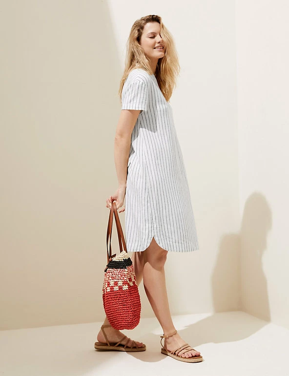 Best Sale 🌟 M&S Collection 👗 Dresses Linen Rich V-Neck Short Sleeve Shift 👗 Dress ⌛ 8 Best Sale 🌟 M&S Collection 👗 Dresses Linen Rich V-Neck Short Sleeve Shift 👗 Dress ⌛ - Image 8