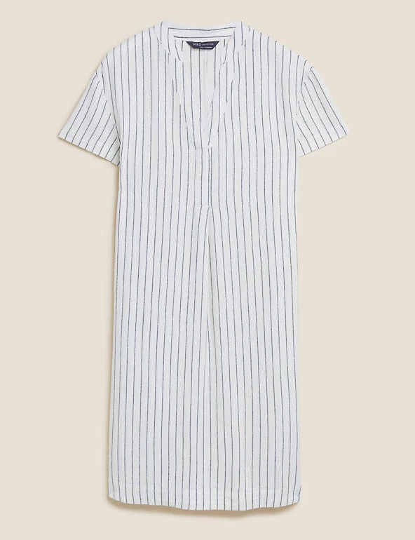 Best Sale 🌟 M&S Collection 👗 Dresses Linen Rich V-Neck Short Sleeve Shift 👗 Dress ⌛ 7 Best Sale 🌟 M&S Collection 👗 Dresses Linen Rich V-Neck Short Sleeve Shift 👗 Dress ⌛ - Image 7