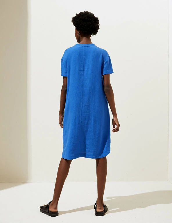 Best Sale 🌟 M&S Collection 👗 Dresses Linen Rich V-Neck Short Sleeve Shift 👗 Dress ⌛ 5 Best Sale 🌟 M&S Collection 👗 Dresses Linen Rich V-Neck Short Sleeve Shift 👗 Dress ⌛ - Image 5