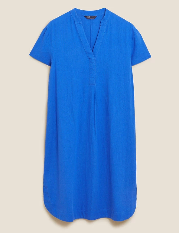 Best Sale 🌟 M&S Collection 👗 Dresses Linen Rich V-Neck Short Sleeve Shift 👗 Dress ⌛ 2 Best Sale 🌟 M&S Collection 👗 Dresses Linen Rich V-Neck Short Sleeve Shift 👗 Dress ⌛ - Image 2