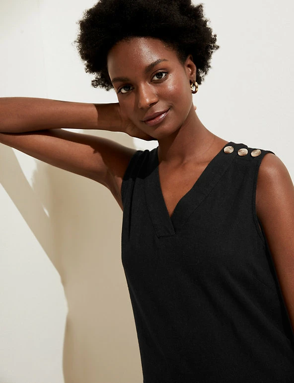 Brand new ๐ M&S Collection ๐ Dresses Linen Blend V-Neck Midi Shift ๐ Dress โ 1 Brand new ๐ M&S Collection ๐ Dresses Linen Blend V-Neck Midi Shift ๐ Dress โ