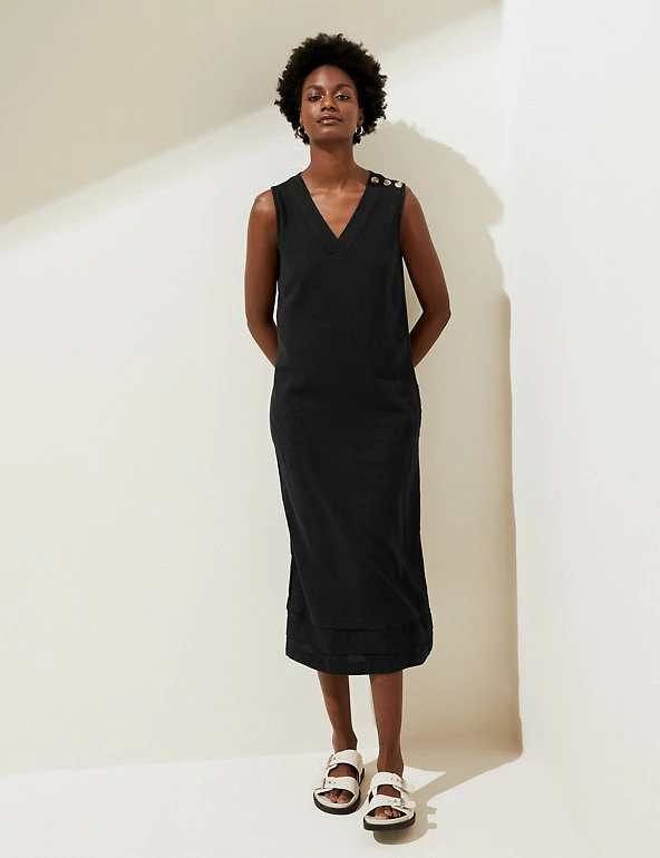 Brand new ๐ M&S Collection ๐ Dresses Linen Blend V-Neck Midi Shift ๐ Dress โ 3 Brand new ๐ M&S Collection ๐ Dresses Linen Blend V-Neck Midi Shift ๐ Dress โ - Image 3